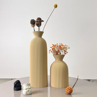 2-Piece Set of Wavy Pattern Art Dry Vase, Dried Flower Vase, Suitable for Home Desktop Decoration Vase, Foyer Decoration Vase, Dried Flower Vase, Office Decoration Vase Ornament, Best Holiday Gift