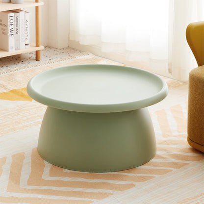Nordic Modern Round Coffee Table - Mushroom-Shaped Acrylic Side Table with Wide Pedestal Base
