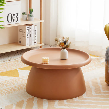 Nordic Modern Round Coffee Table - Mushroom-Shaped Acrylic Side Table with Wide Pedestal Base