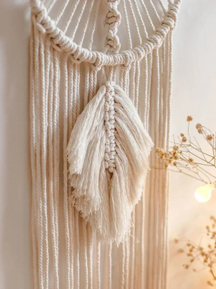 Large Macrame Dream Catcher Wall Tapestry - Bohemian Design, Boho Wall Hanging for Bedroom, Living Room & Dorm Room Decor 