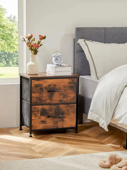 Nightstand, Bedside Table - 2 Fabric Drawers