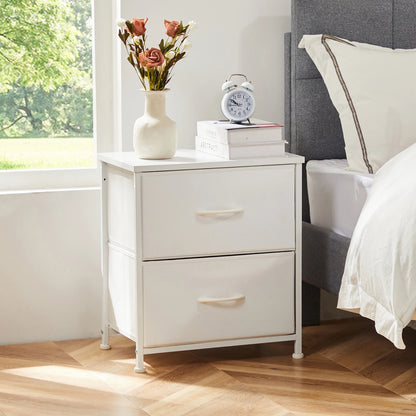 Nightstand, Bedside Table - 2 Fabric Drawers