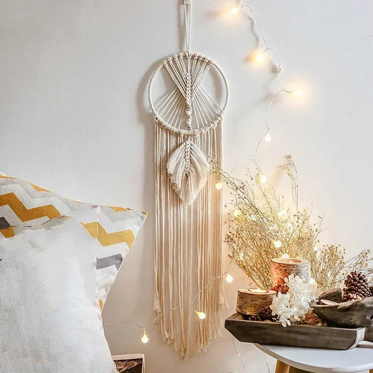 Large Macrame Dream Catcher Wall Tapestry - Bohemian Design, Boho Wall Hanging for Bedroom, Living Room & Dorm Room Decor 