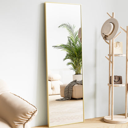 64"X21" Full Body Wall Mirror Standing Hanging or Leaning Wall-Mounted Mirrors with Stand Aluminum Alloy Frame Living Room