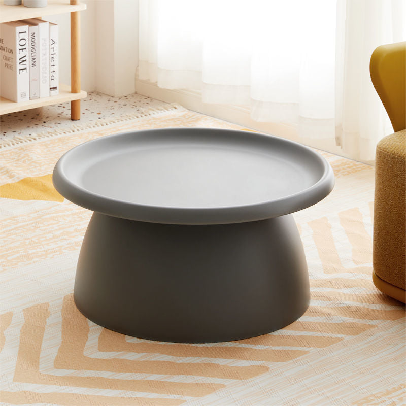 Nordic Modern Round Coffee Table - Mushroom-Shaped Acrylic Side Table with Wide Pedestal Base