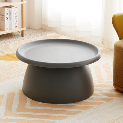 Nordic Modern Round Coffee Table - Mushroom-Shaped Acrylic Side Table with Wide Pedestal Base