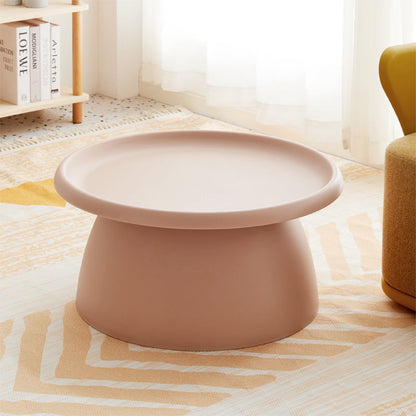 Nordic Modern Round Coffee Table - Mushroom-Shaped Acrylic Side Table with Wide Pedestal Base
