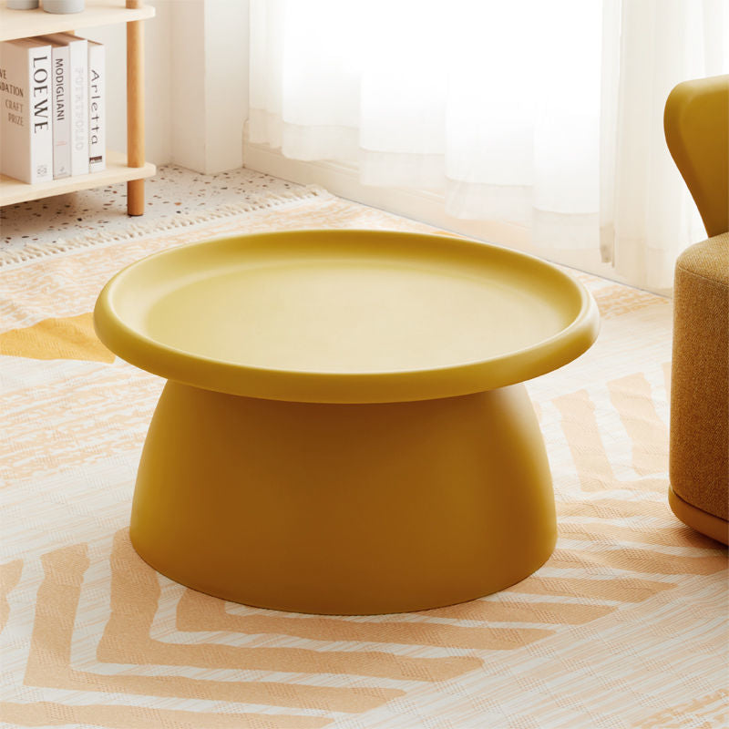Nordic Modern Round Coffee Table - Mushroom-Shaped Acrylic Side Table with Wide Pedestal Base